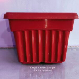 Square Plastic Pot (Red)